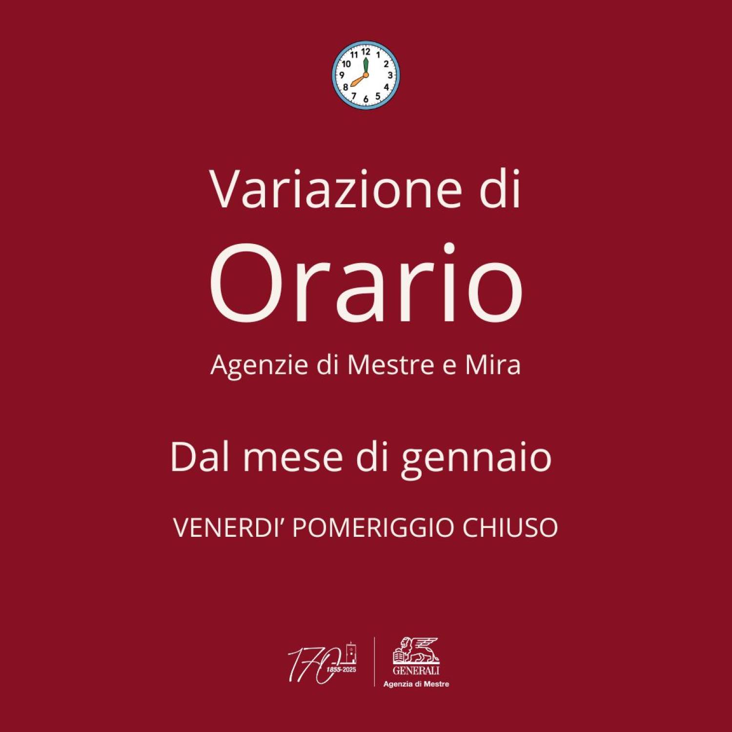 Variazione dell orario di apertura
