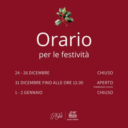 Orari  e chiusure festività natalizie